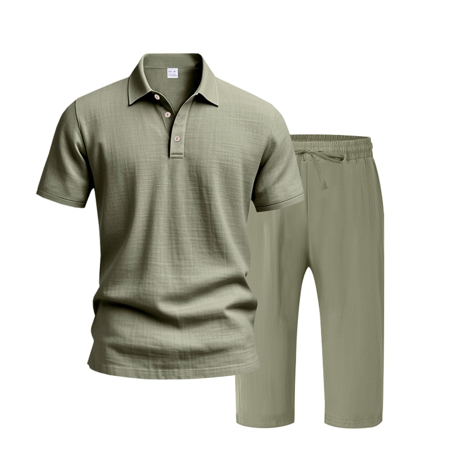 Short Et Chemise en Lin Homme 2 Pièces, Coupe Ample Décontractée, Tissu Très Respirant Et Léger, Tenue Estivale Idéale pour La Plage Et Les Vacances