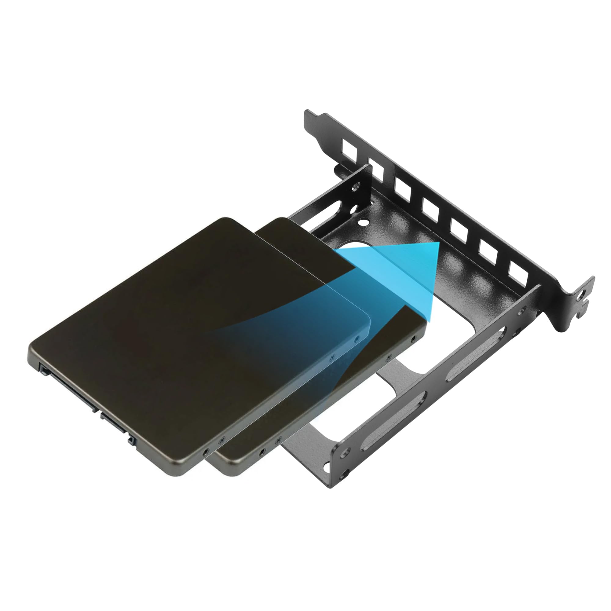 YAODHAOD Staffa di montaggio per pannello posteriore da 2,5 a 3,5", slot PCI per SSD PCI, 2 dischi rigidi interni da 2,5 pollici a PCI (nero 2,5", slot PCI da 12 cm)