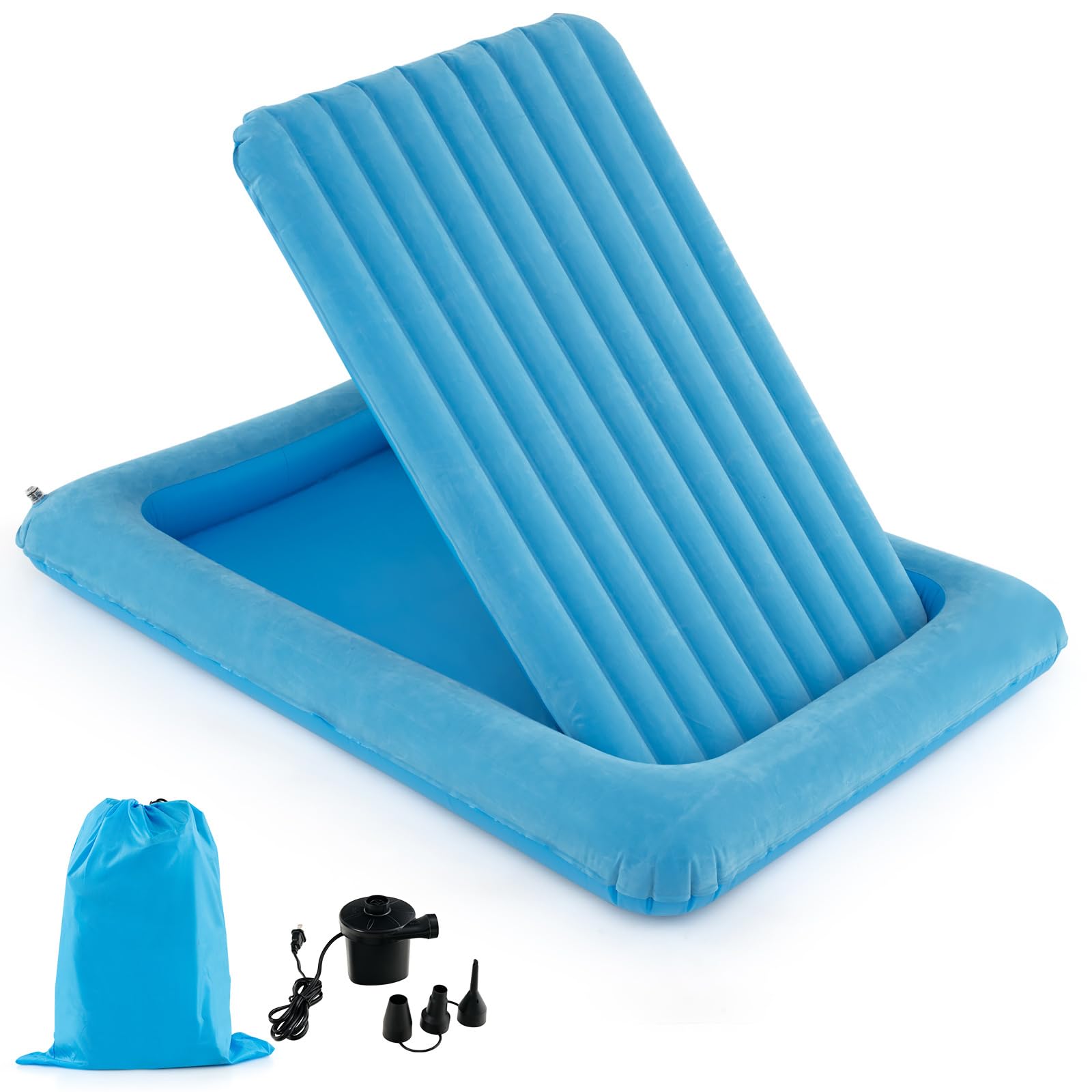 GIANTEX Kinderbett aufblasbar, Kinder Reisebett 2 in 1 mit Matratze, Luftmatratze mit Elektropumpe, 150 kg Belastbar
