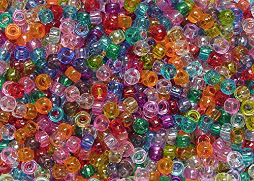 JOLLY STORE Crafts Multi Color Transparent 7x4mm Mini Pony Beads 1000pc Made in USA