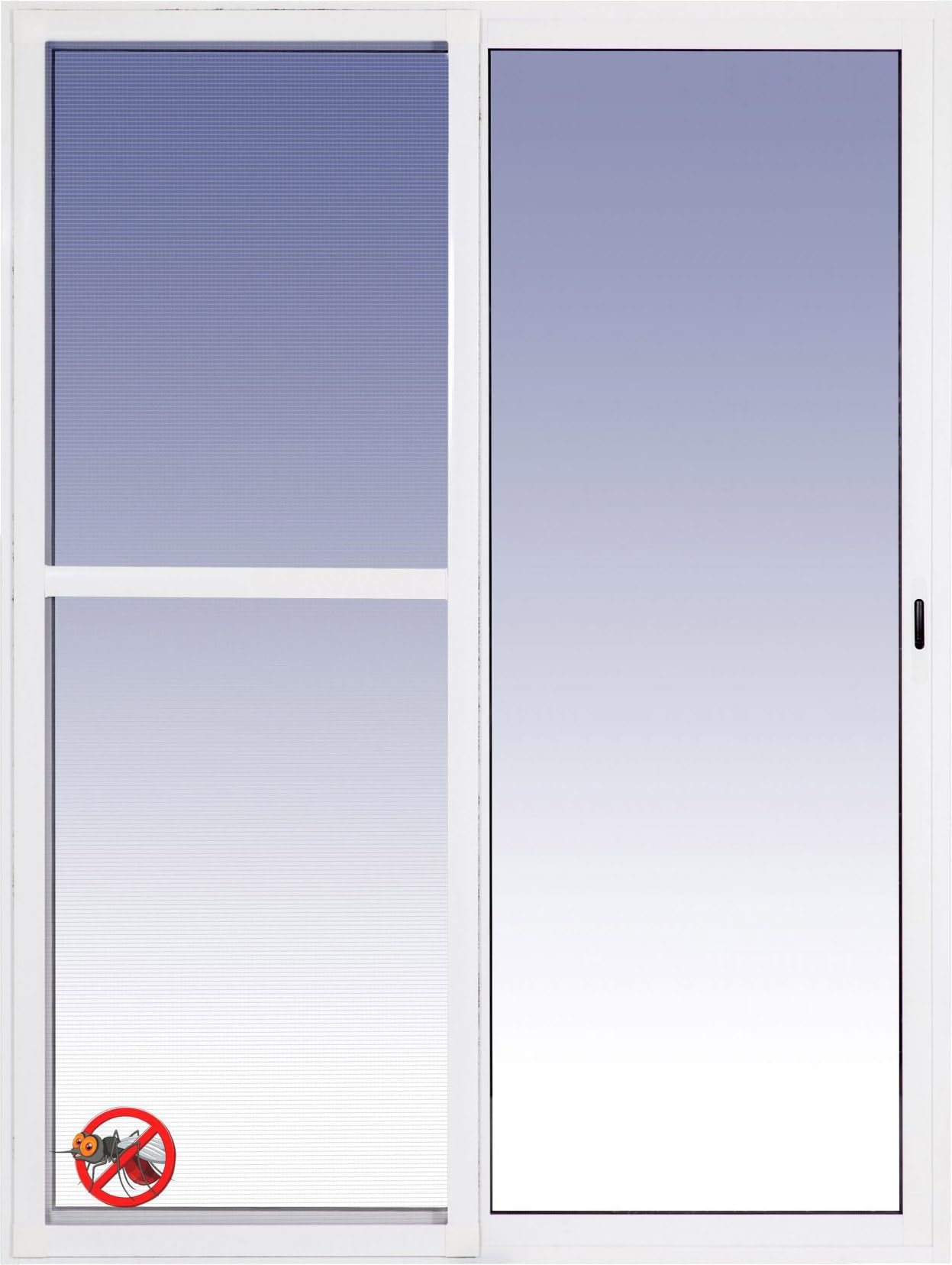 Ventanastock Puerta Balconera Aluminio 1400x2000 Corredera 2 hojas con mosquitera y marco preparado en kit