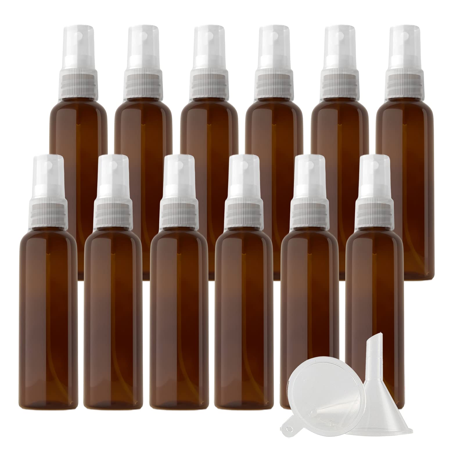 48 Stück Leer Kunststoff 60ml Braun Sprühflasche Klein mit Transparent Feinen Nebel Sprühpumpe, Reiseflaschen Zerstäuber Pumpflasche Parfumzerstäuber für Wasser