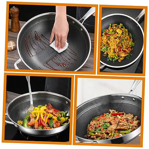 Wok de acero inoxidable estilo chino con asas de panal miniatura 5