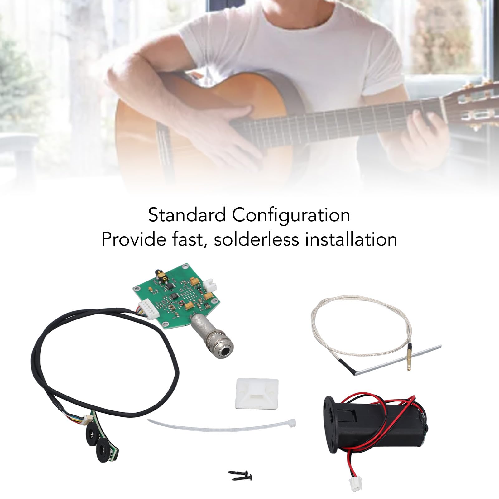 Guitar Piezo Pickup Kit with Onboard Preamp System, Acoustic Guitar Pickup Featuring Volume and Tone Control Knobs, Easy Installation, Premium Materials