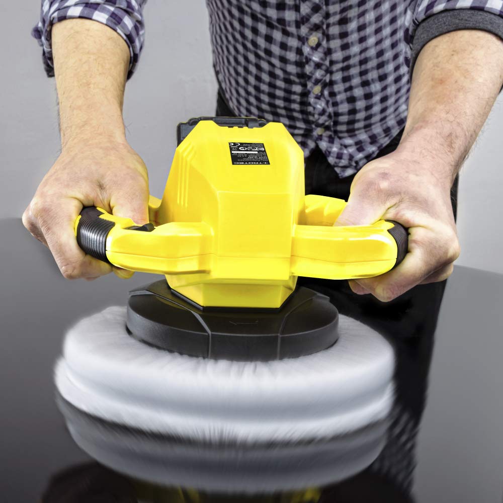 TROTEC Akku Poliermaschine PPOS 10‑20V – Autopoliermaschine 65 Watt, Multi Akku 20 V 2 Ah, Leistung 3.000 U/min, Polierteller-Ø: 245 mm, Autopolitur