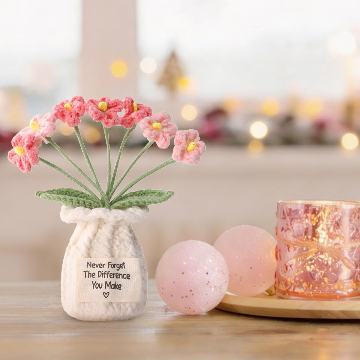 Crocheted Forget-me-nots Flowers Potted,Difference You Make Gifts