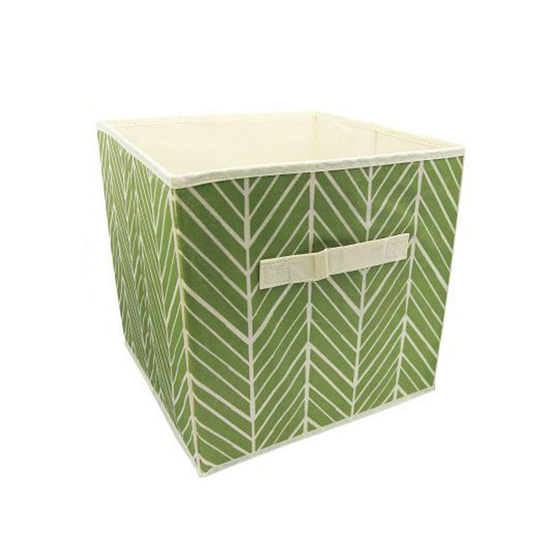 Pethot Green 2X Foldable Storage Box Collapsible Folding Canvas Drawers Fabric Cube Cloth Bag Stripe