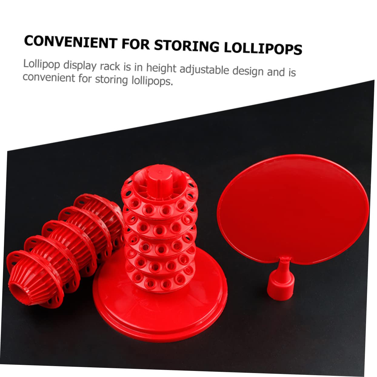 Expositor de Mesa para Piruletas Ajustable, 2 Piezas, Plástico Rojo