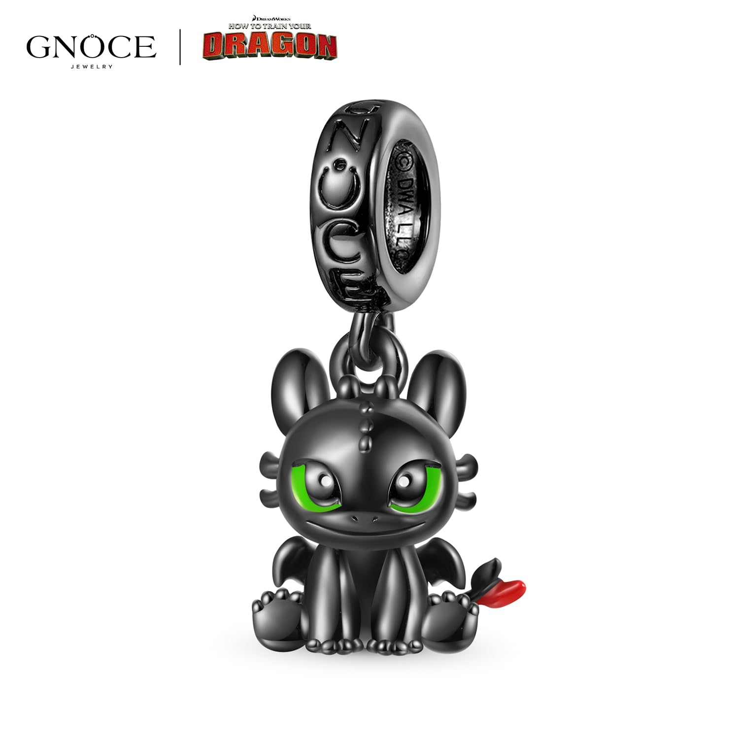 GNOCE How to Train Your Dragon Pendentif Dangle Charm Ohnezahn Rage de Lumière - 925 Sterling Silver Fit Bracelet/Collier Bijoux Cadeau pour Femme Épouse