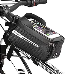 Bolsa para bicicleta, suporte de telefone para bicicleta à prova d'água, bolsa para acessórios de bicicleta com capa de chuva compatível com telefones abaixo de 6,5 polegadas