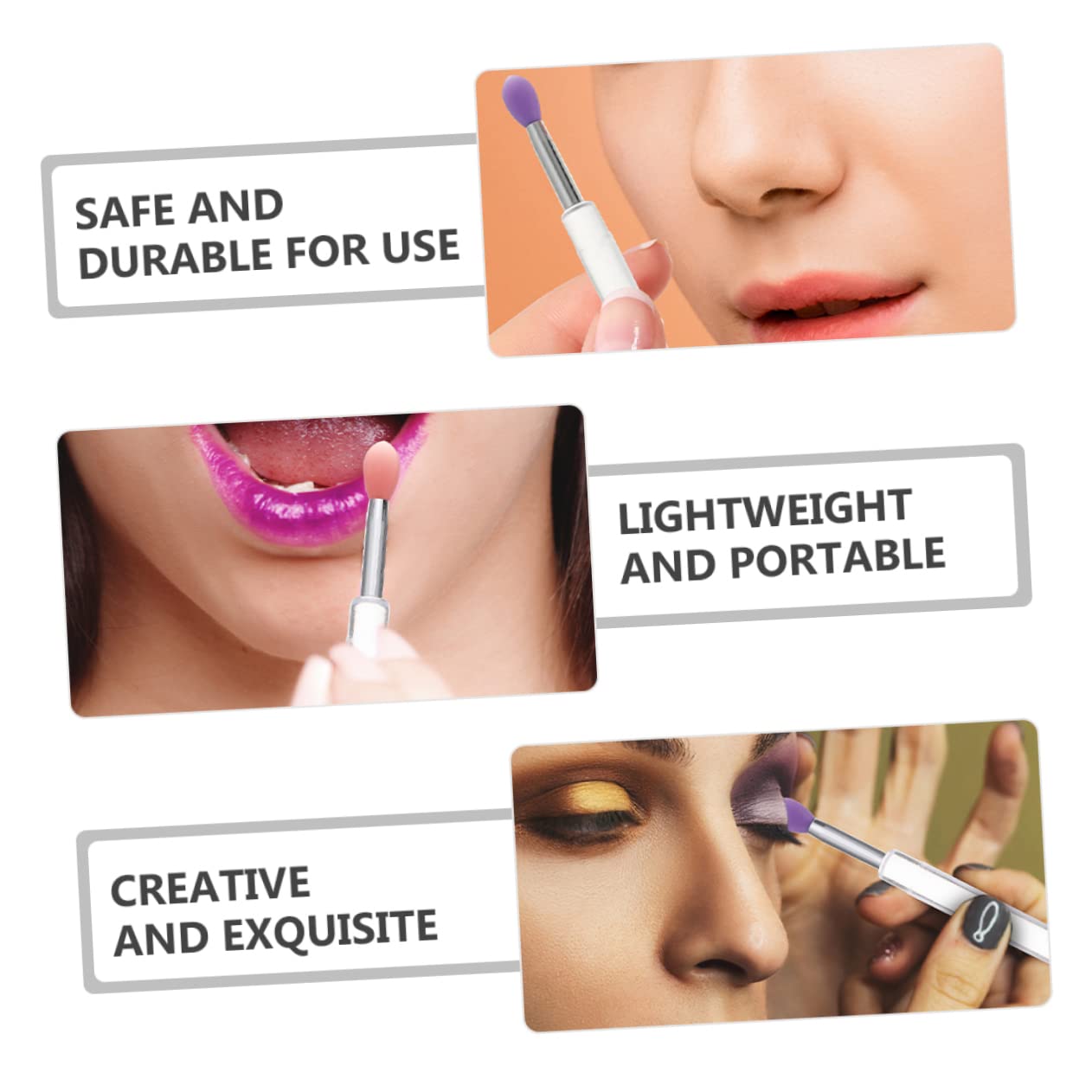 Baluue Professional Silicone Lip Mask Brush 6pcs Set with Caps for Eye Shadow Lip Makeup