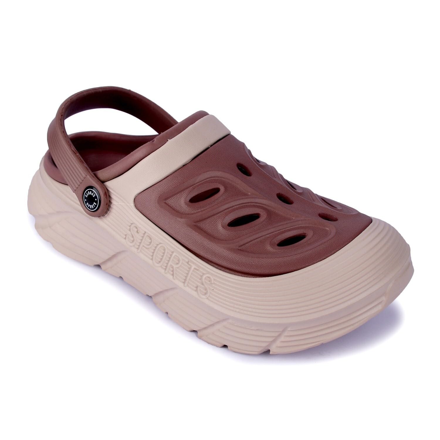 Men's Lightweight EVA Clogs | Breathable Slip-On Garden Shoes with Adjustable Back Strap | Anti-Skid Cushioned Sole | Comfortable Casual Walking Clogs (Brown)-image-1