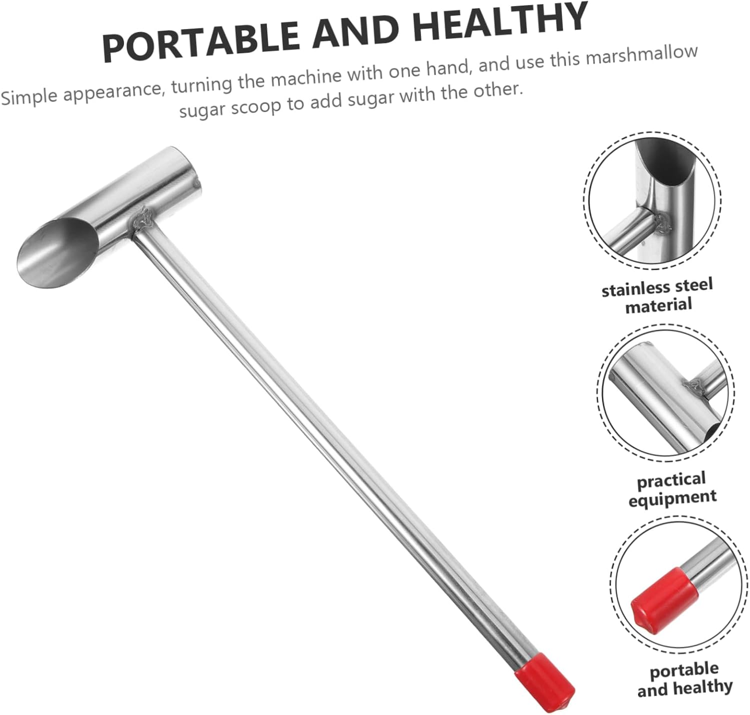 Tofficu Stainless Steel Marshmallow Sugar Scoop Ergonomic Design Durable Candy Spoon for Easy Sugar Addition for Candy Machines and Marshmallow Making
