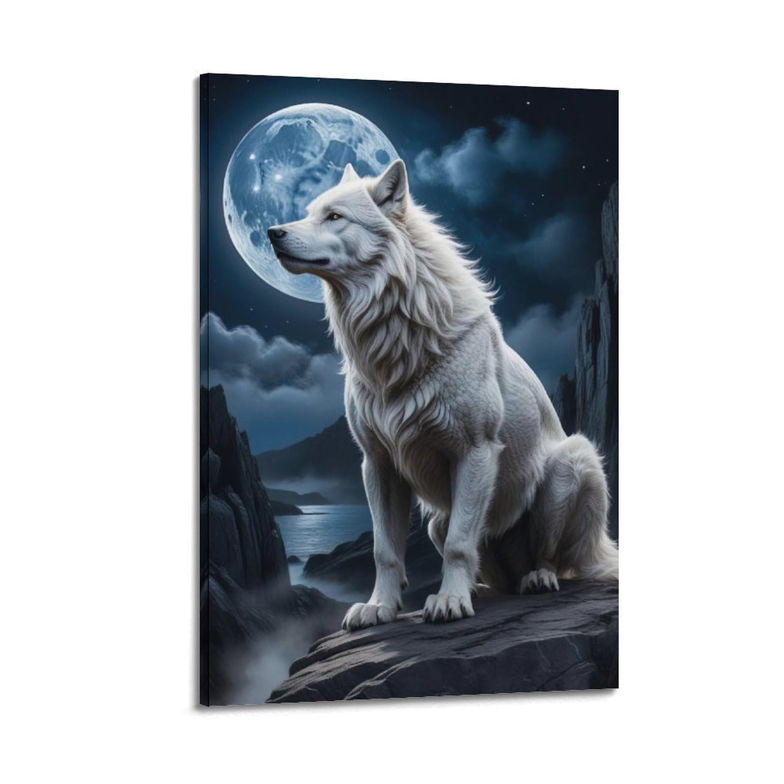 ZSZWHJ Animal Artwork Poster Wolves in The Moonlight Night Poster Decorative Painting Canvas Wall Posters And Art Picture Print Modern Family Bedroom Decor Posters 20x30inch(50x75cm)