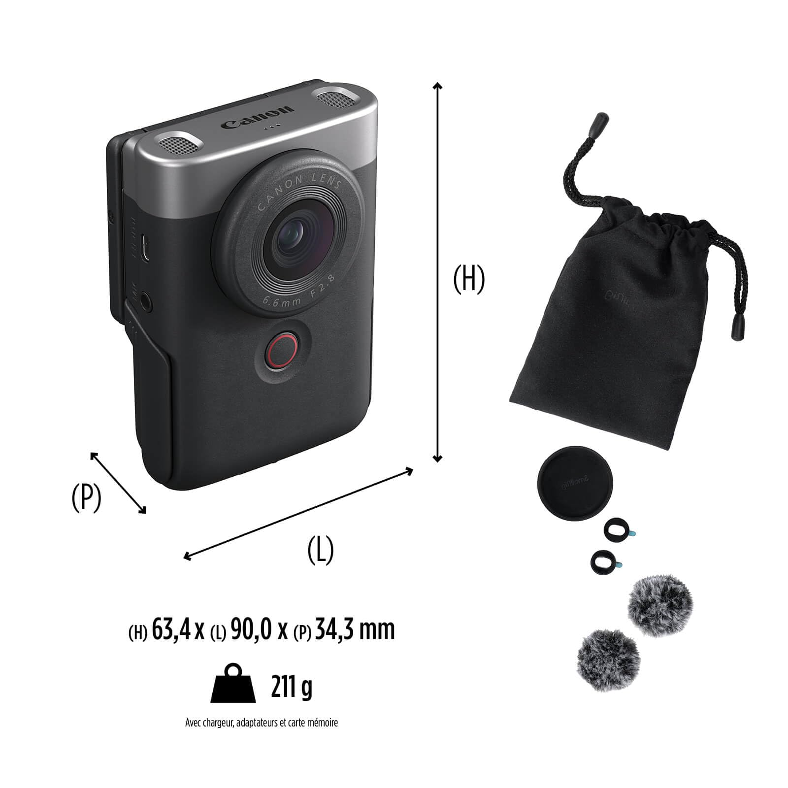 Canon PowerShot V10 Vlogging Kit – Conçu pour Les Vloggers, cet Appareil Photo vlogging 4K Tout-en-Un Qui se Glisse Facilement dans la Poche, Gris