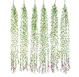 Walnut Home Hanging Leaves 6Pcs Vine Garland Eucalyptus Garland Artificial Vines Leaves and Stem Ivy Realistic Greenery Decor Jungle Decoration