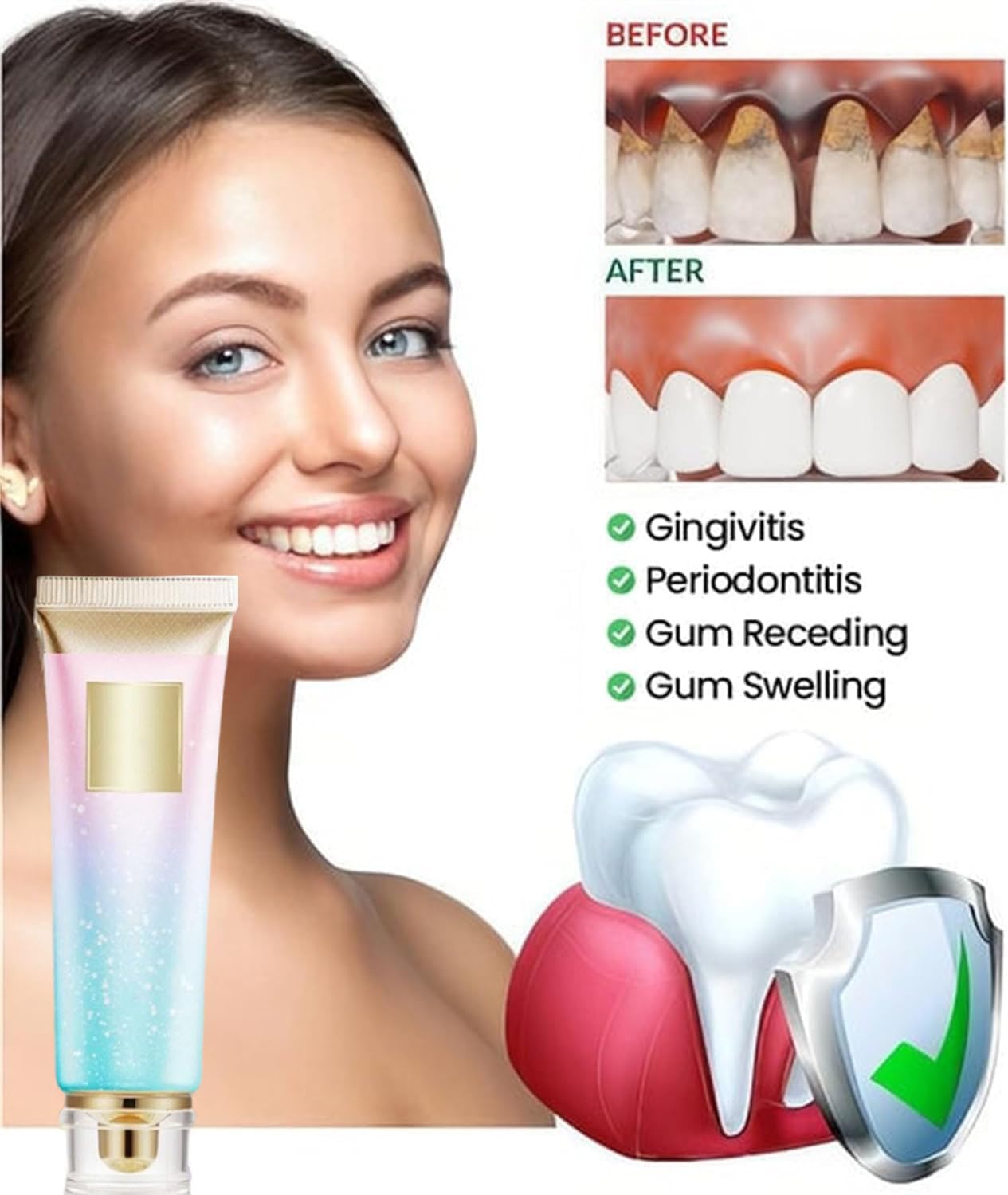 Glamvorateeth, dentifricio sbiancante Glamvorateeth, dentifricio sbiancante FreshBreath, dentifricio sbiancante alla niacinamide, dentifricio per rimozione macchie naturale (5 pezzi)