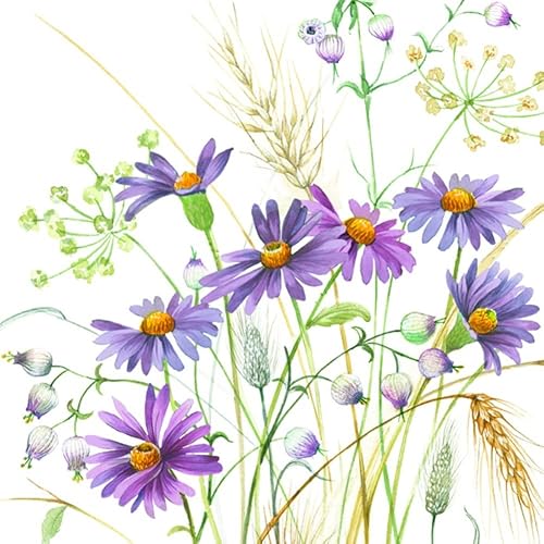 IHR Ideal Home Range - Servilletas de papel LILAC ASTER 20 servilletas de almuerzo de 3 capas de 6.5 x 6.5 pulgadas