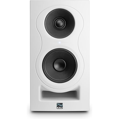 KALI AUDIO IN-5 5" Powered 3-way Studio Monitor - 160W Speaker System with Boundary Compensation EQ Settings - For Mixing, Recording, Audio Production - XLR, TRS, RCA Inputs - Single, White