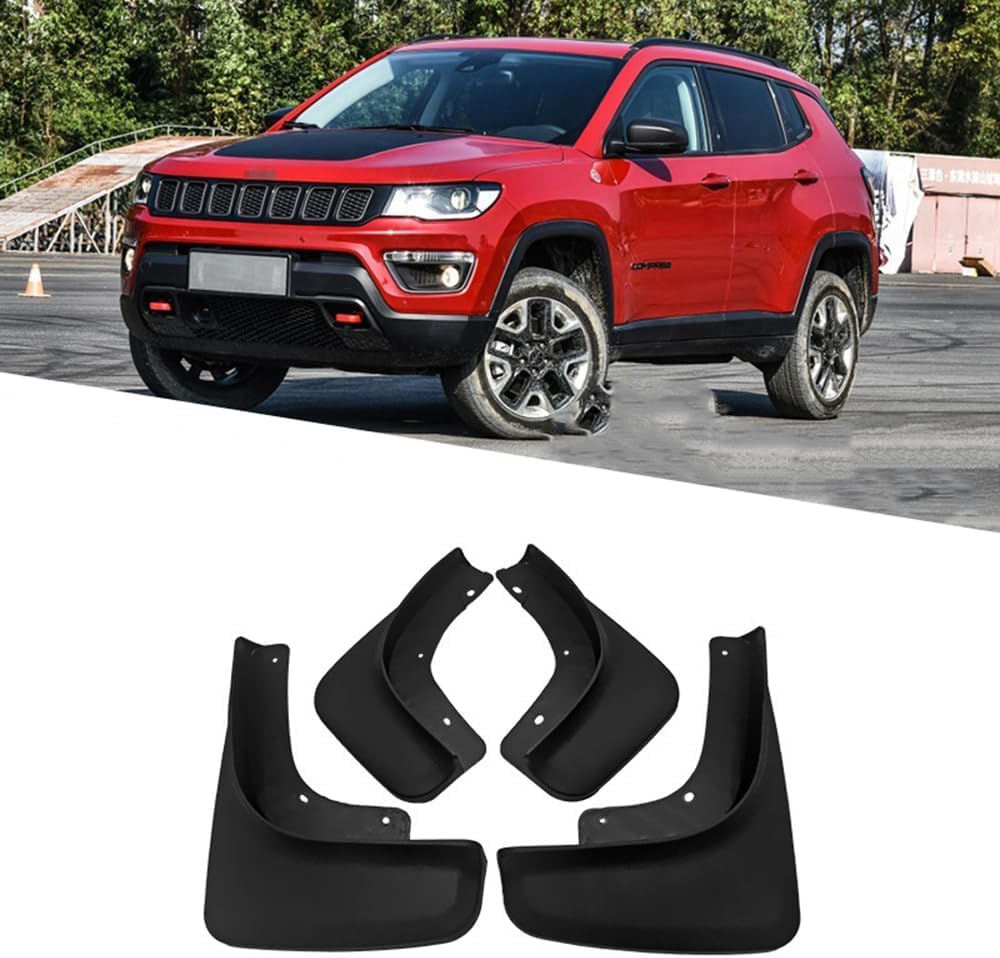 4 Pezzi Paraspruzzi Auto per Jeep Compass 2017-2023 2024 2.4L, Protezione Ruote Auto,Paraspruzzi Laterali Anteriori E Posteriori