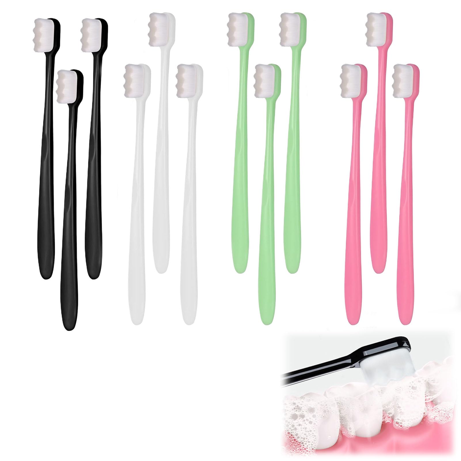 Soft Toothbrush for Adults,12 PCS Nano Toothbrush,Soft Bristle Toothbrush,Toothbrush Soft,Antibacterial Nanbrush, Soft Nano Brush Toothbrush Nano Toothbrush Adult for Sensitive Teeth