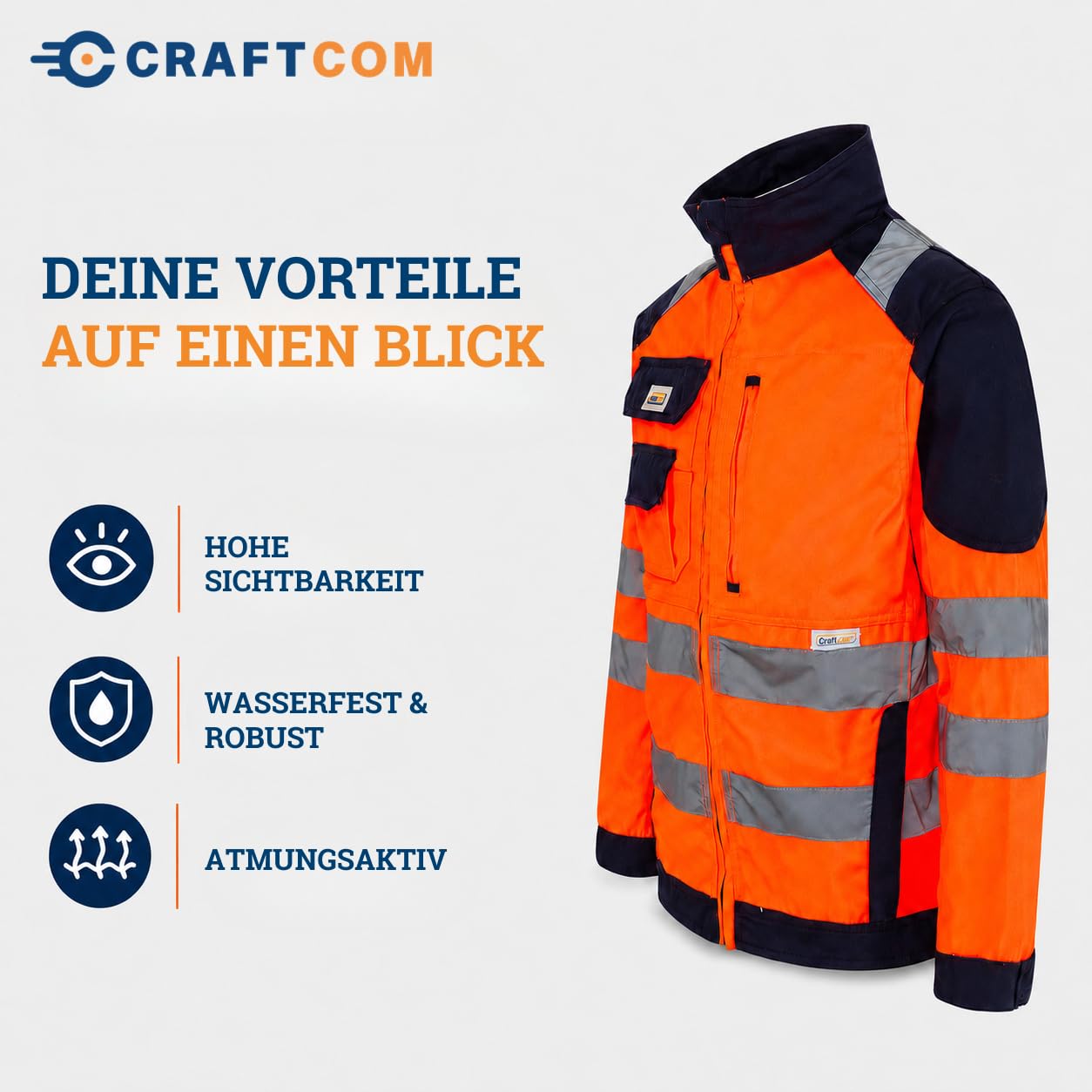 Generisch CraftGear Arbeitsjacke Herren Herbst - Reflektierende Jacke Arbeitskleidung Arbeitsjacke Männer Warnschutzjacke
