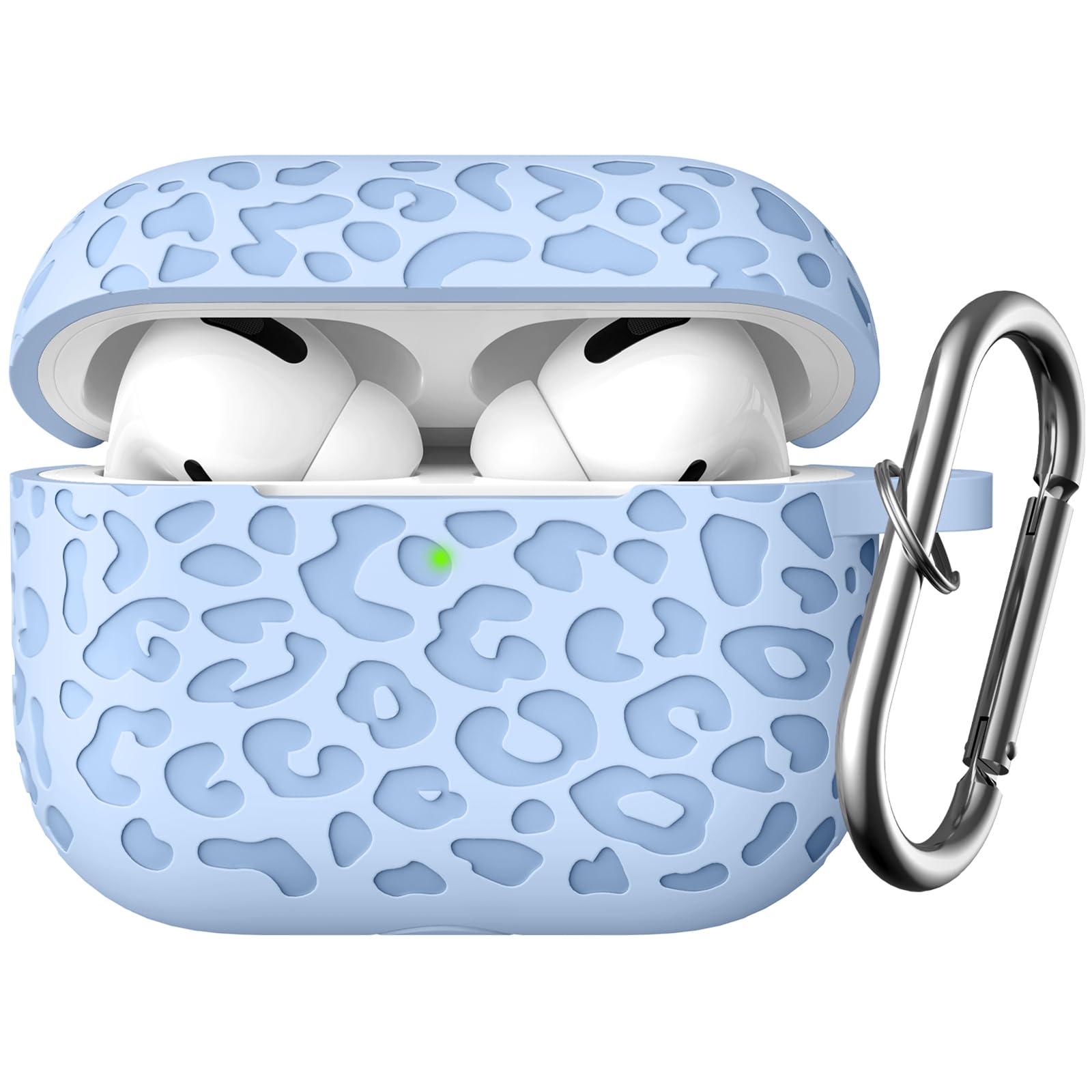 AirPods Pro Hülle Mit Leopardenmuster, Weiches Silikon – Sichtbare Front-LED, Inkl. Reinigungsstift (Lavendel)