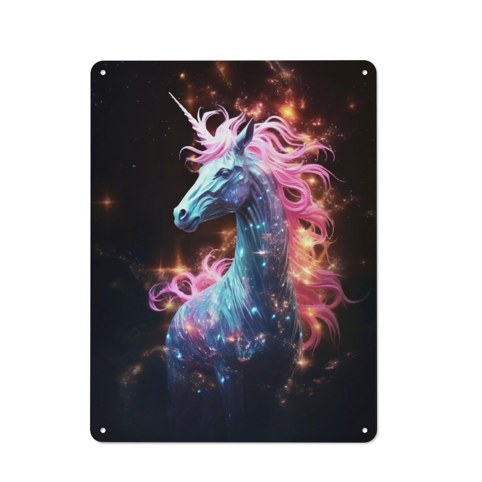Junmoney Neon Unicorn Nebulae Retro Tin Sign 40X30cm For Hobby Room Or Studio, New-Space Wall Decor For Creative Interior Collectors
