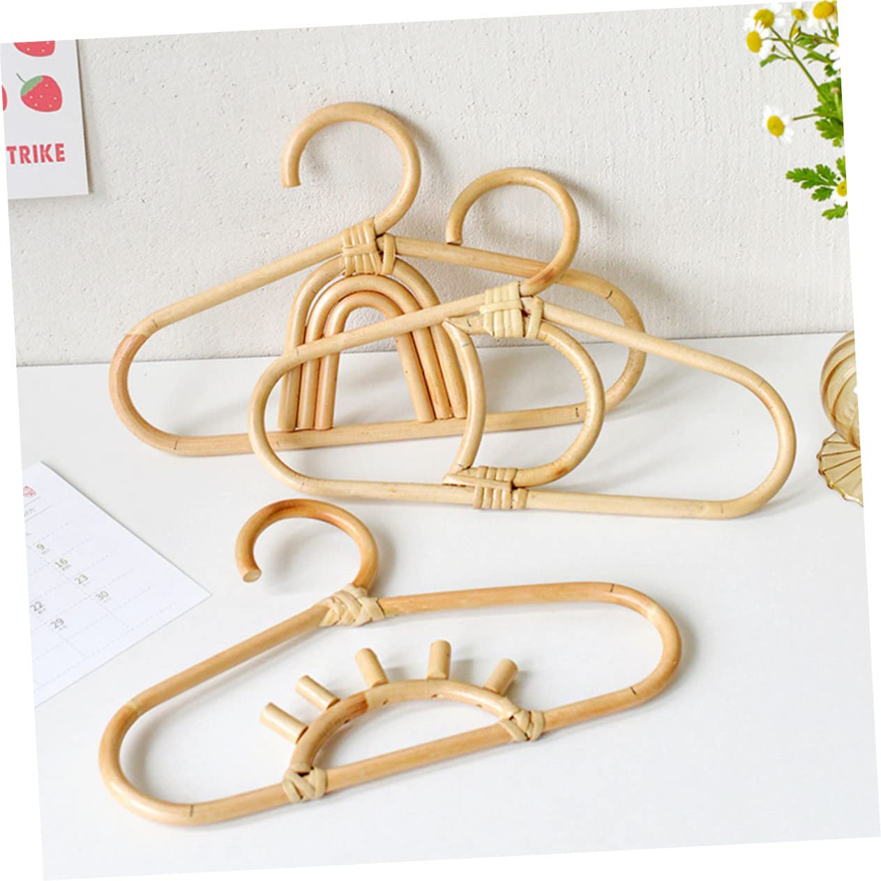 PRETYZOOM Boys and Girls Rattan Hangers Baby Hangers for Closet Decorative for Boys and Girls Dressing