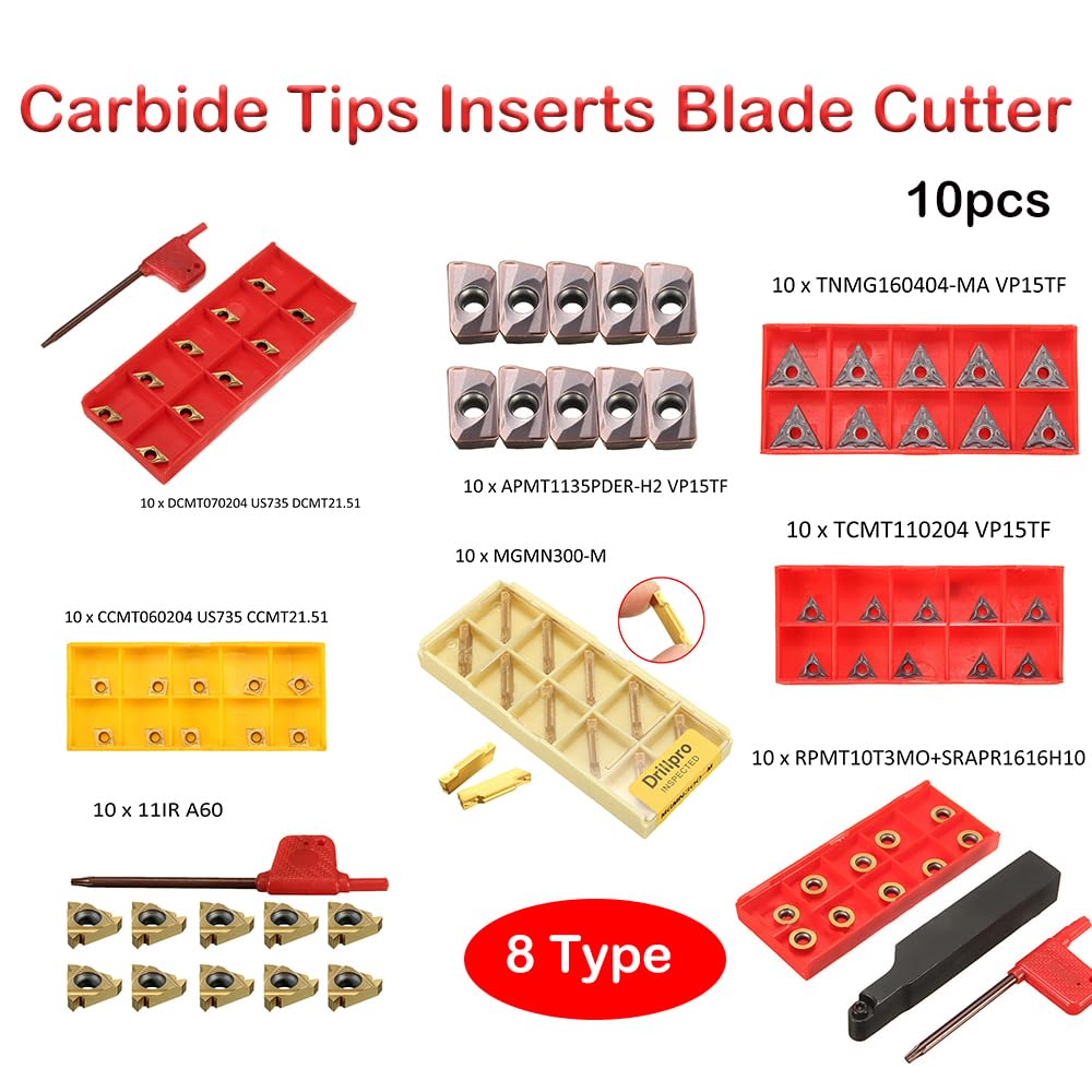 10 Inserti In Carburo DCMT070204 - Per Tornio CNC, Metallo Duro, Sgrossatura E Finitura - Foto 4