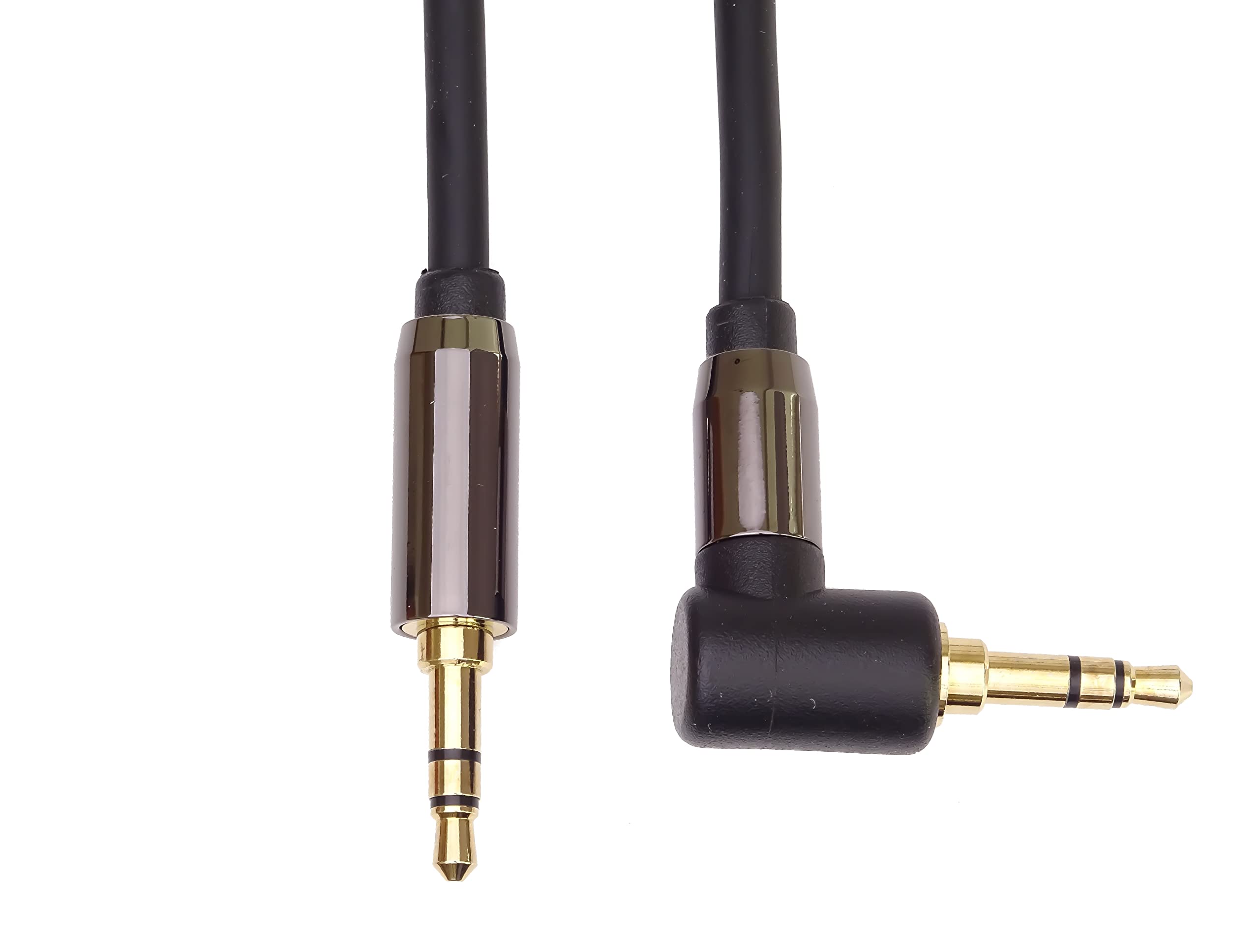 PremiumCord 5m Stereo HQ Jack Cable, 3.5mm Male to Male 90°, Aux Audio Cable, Black, Compatible with Smartphone, Music Player - Image 3