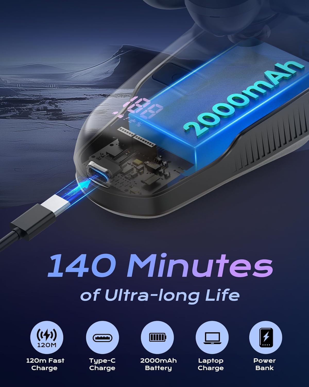 Glatzen Rasierer Herren, Upgrade-7D Kopfrasierer Glatze, Elektrischer Nass-/Trockenrasierer wasserdicht IPX7 mit Magnetische Schwebender Kopf & LED-Anzeige, Bart Nasenhaar Trimmer Pflege Kit