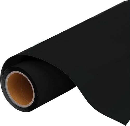 Rollo de película de vinilo de transferencia de calor Threadart negro de 3 yardas x 20 pulgadas de ancho, color sólido, compatible con Cricut