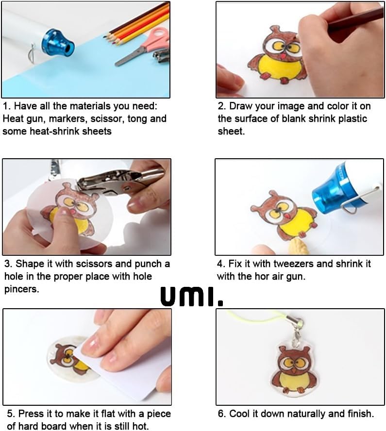 Image of Amazon Brand - Umi Handheld Hot Air Gun, Electric 110v 300W Portable Heat Gun for DIY Craft Embossing, Shrink Wrapping PVC, Drying Paint, Clay, Rubber Stamp Multicolor