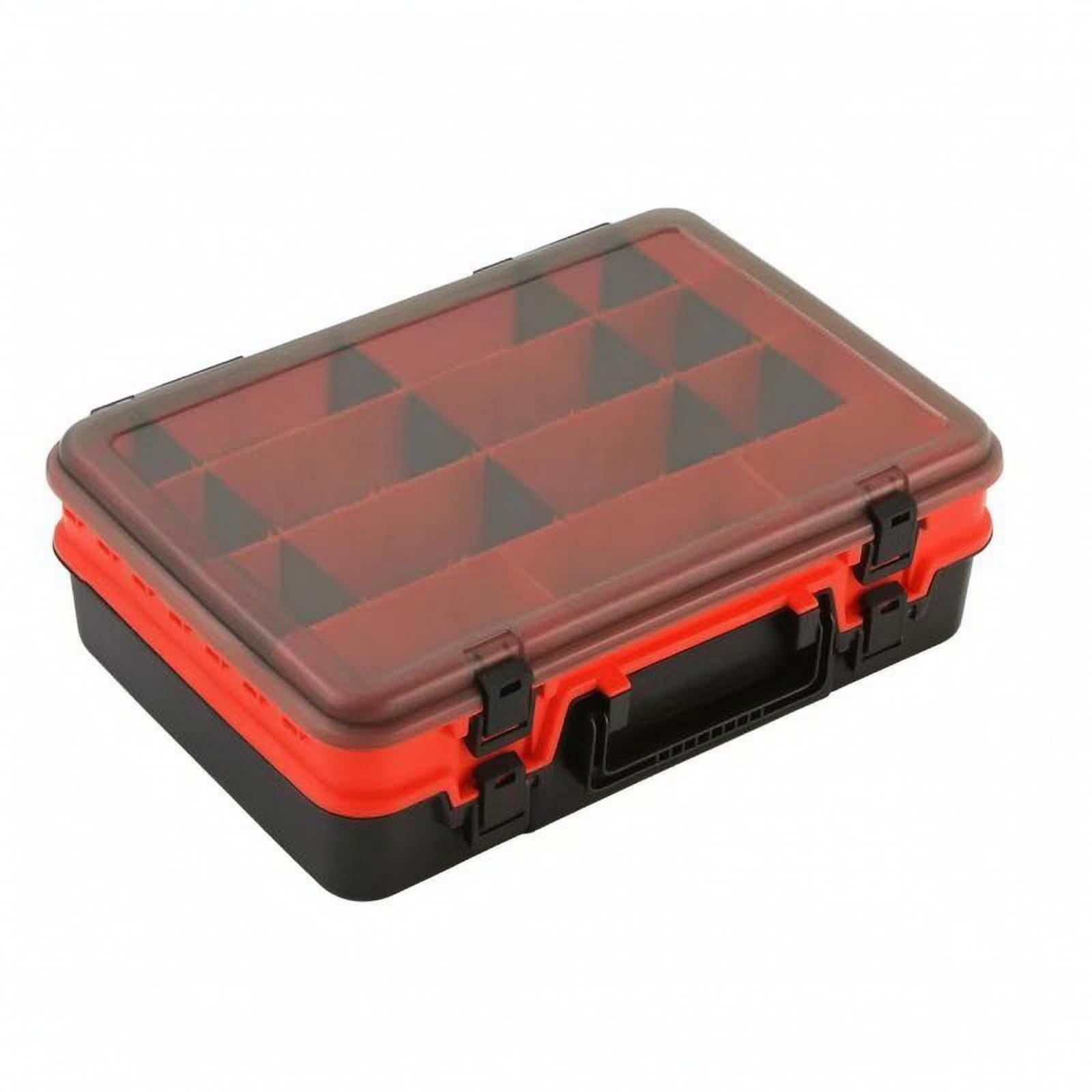 Contenitore a Doppio Strato Portatile, Rosso | Scomparti Interni Multipli, Scatola da Pesca a Doppio Strato, Resistente, per