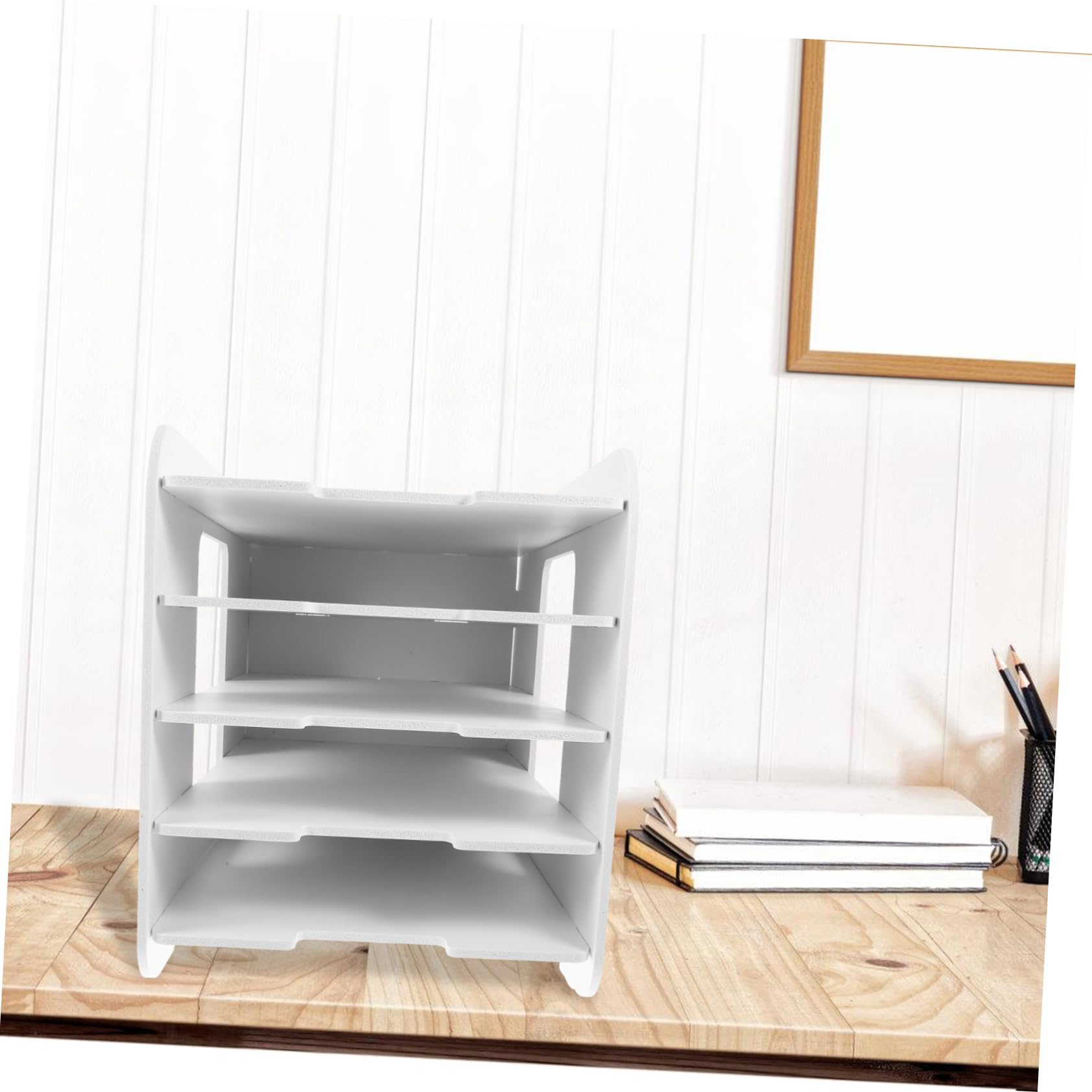 Angoily Portadocumenti Tavolo Organizzatore File in Plastica Ripiano Per Archiviazione File Riviste e Brochure Design Impilabile Per Ordine Sulla Scrivania