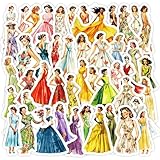 レトロガールステッカー 50枚、ビニールステッカー デカール ウォーターボトル、ノートパソコン、スクラップブック、日記、ノートパソコン、荷物、ヘルメット用 (レトロな女の子)