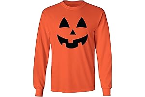 Adult Jack-O-Lantern Halloween Pumpkin Face Long Sleeve T-Shirt