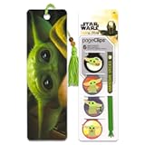 Star Wars Office and School Supplies - Mandalorian Bookmarks Bundle of 6 Pc Baby Yoda Page Clips and 1 Bookmark &vert; Star Wars Office Accessories - Styles May Vary
