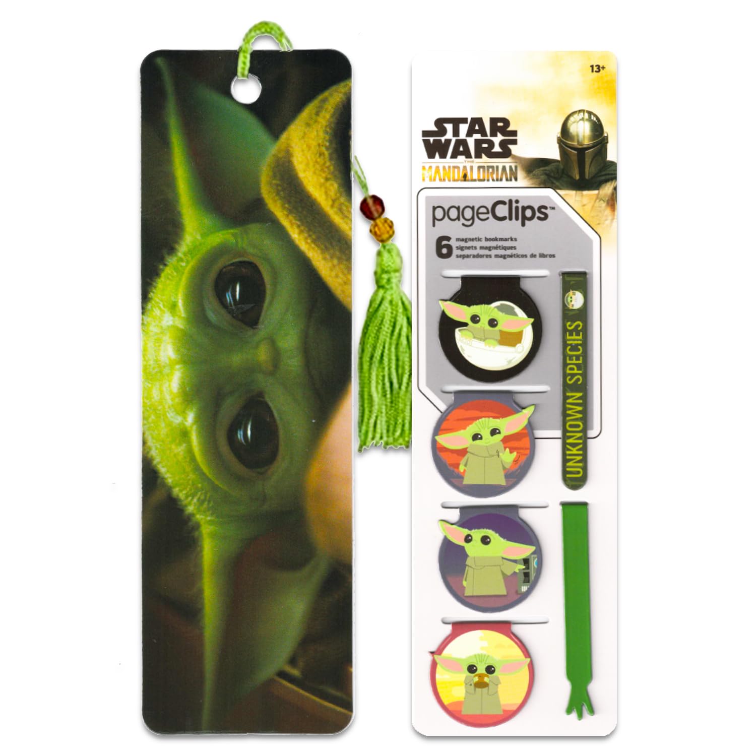 Star Wars Office and School Supplies - Mandalorian Bookmarks Bundle of 6 Pc Baby Yoda Page Clips and 1 Bookmark | Star Wars Office Accessories - Styles May Vary