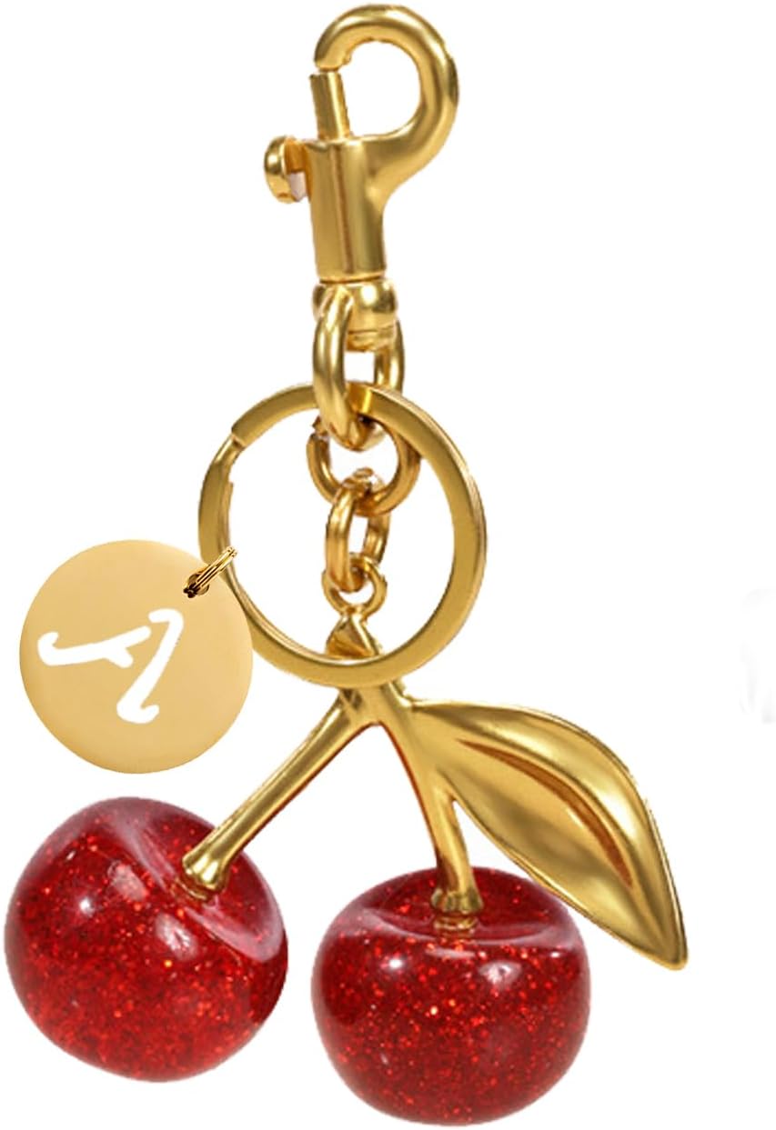 Cherry Bag Charm, Cherry Keychain Accessory Purse Charm for Women Red-a