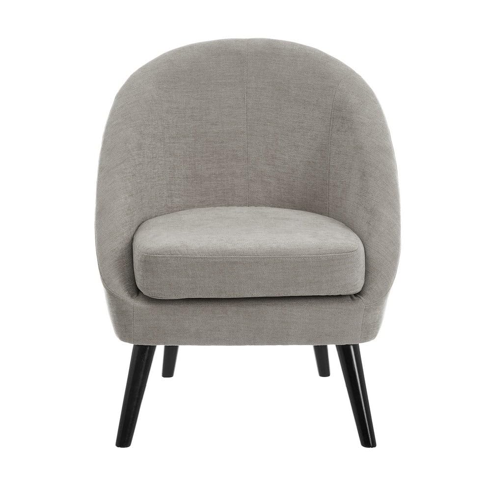 LOLAhome Butaca Gris Perla con Brazos de Chenilla y Madera de 60x67x74 cm