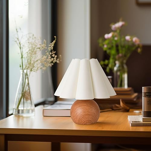 Miniatura 7 de KUNJOULAM Bonita lámpara de mesa pequeña, moderna lámpara de mesita de noche con pantalla beige, base de metal para decoración de dormitorio, hogar