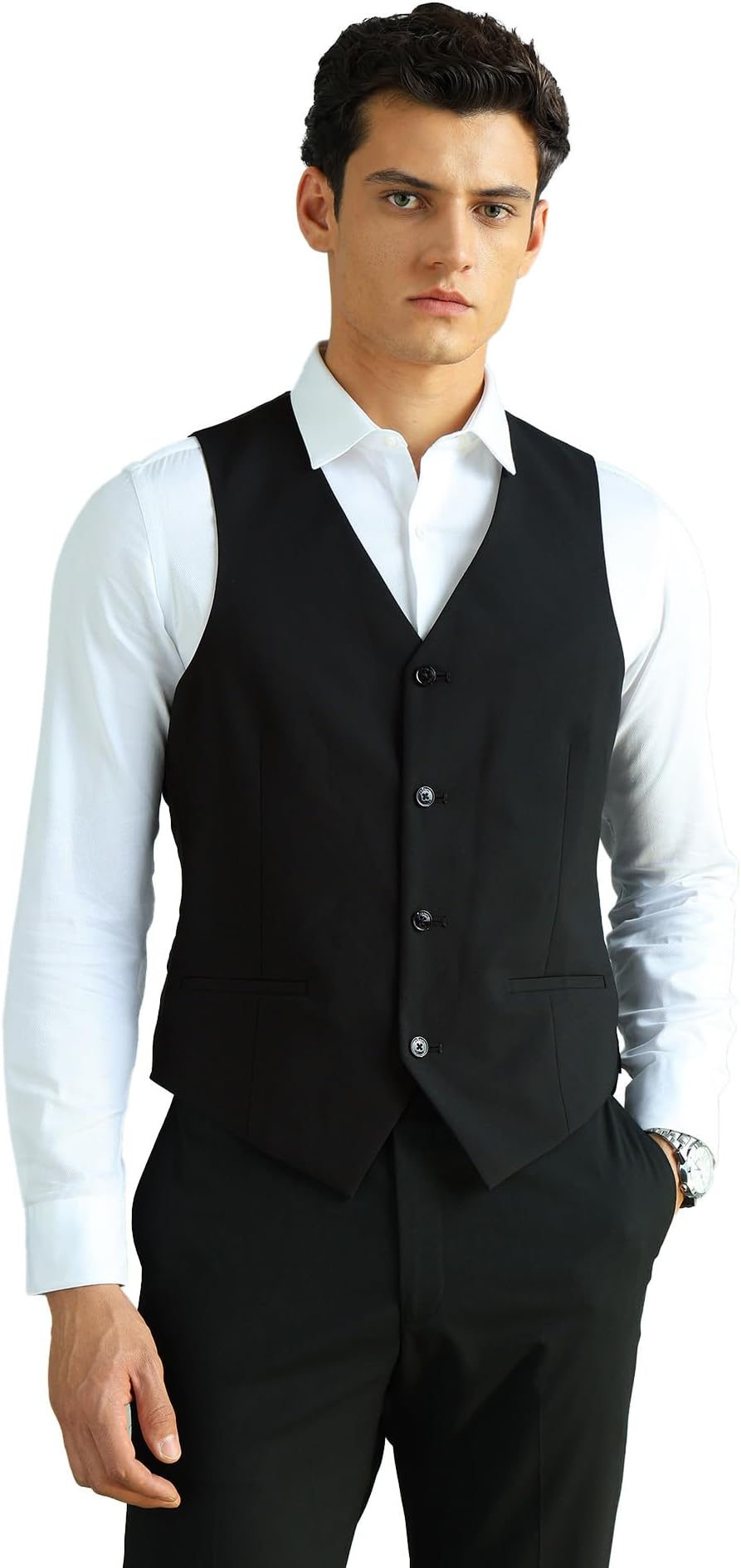 Men Regular fit Polyester Solid Waistcoat
