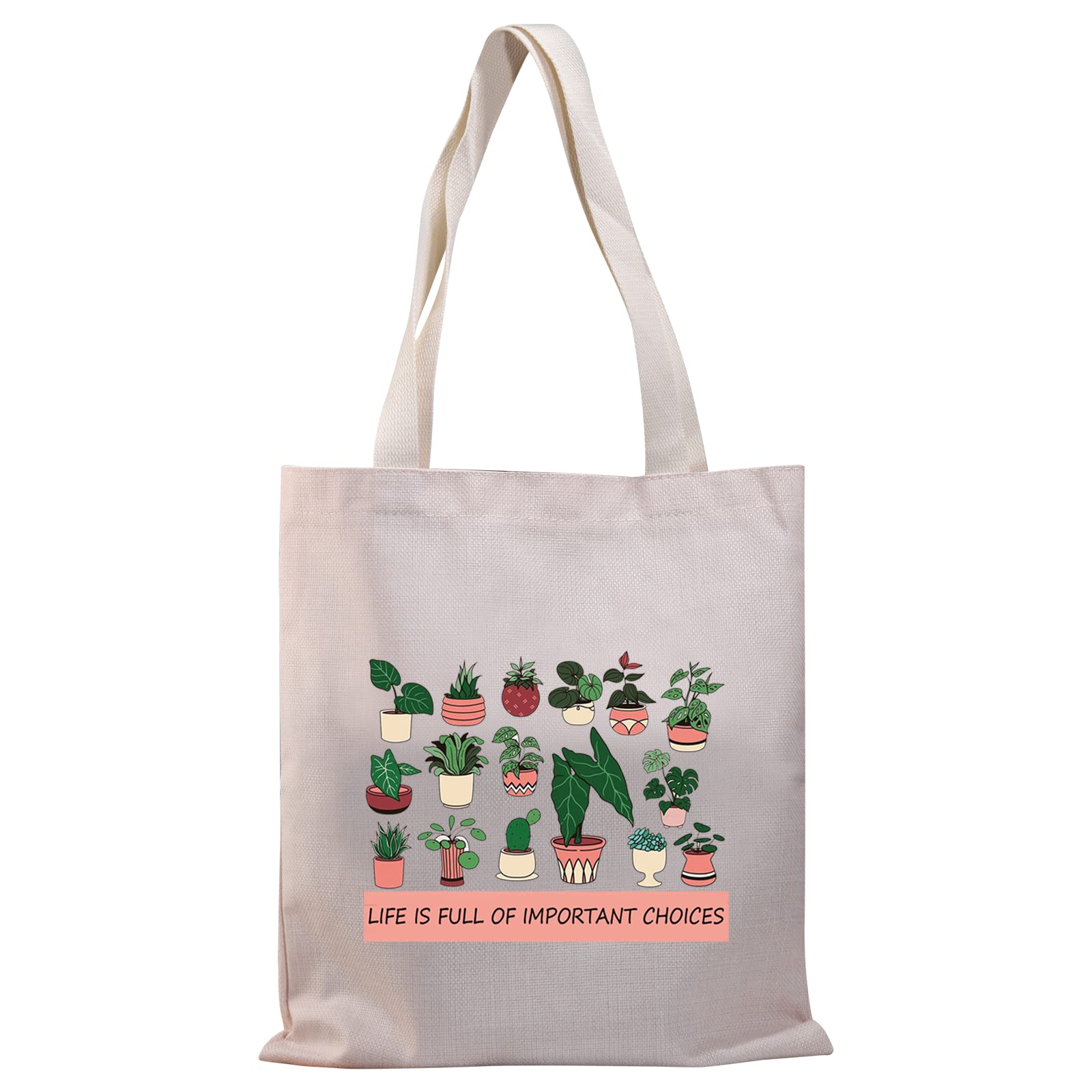 PLITI Plant Lover Tote Bag Crazy Plant Lady Gift Life Is Full Of Important Choices Plant Handbags