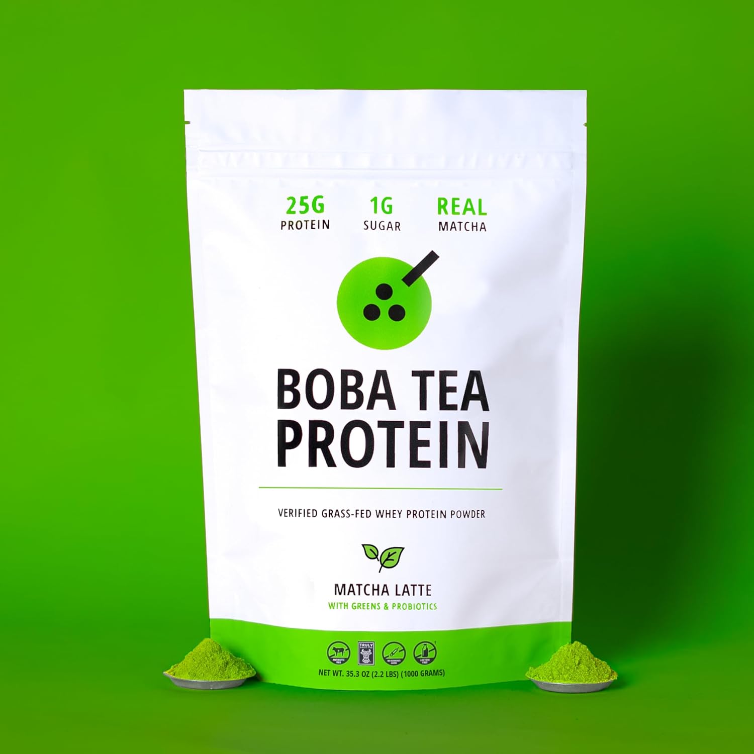 Boba Tea Protein Matcha Latte 25g GrassFed Whey Protein Isolate Powder