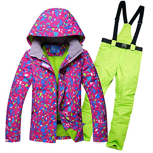 Giacca Da Sci Pantaloni Set,Pantaloni Da Sciimperm Impermeabile sportivo femmina tuta da sci donne inverno vestito giacca cinturino pantaloni neve e