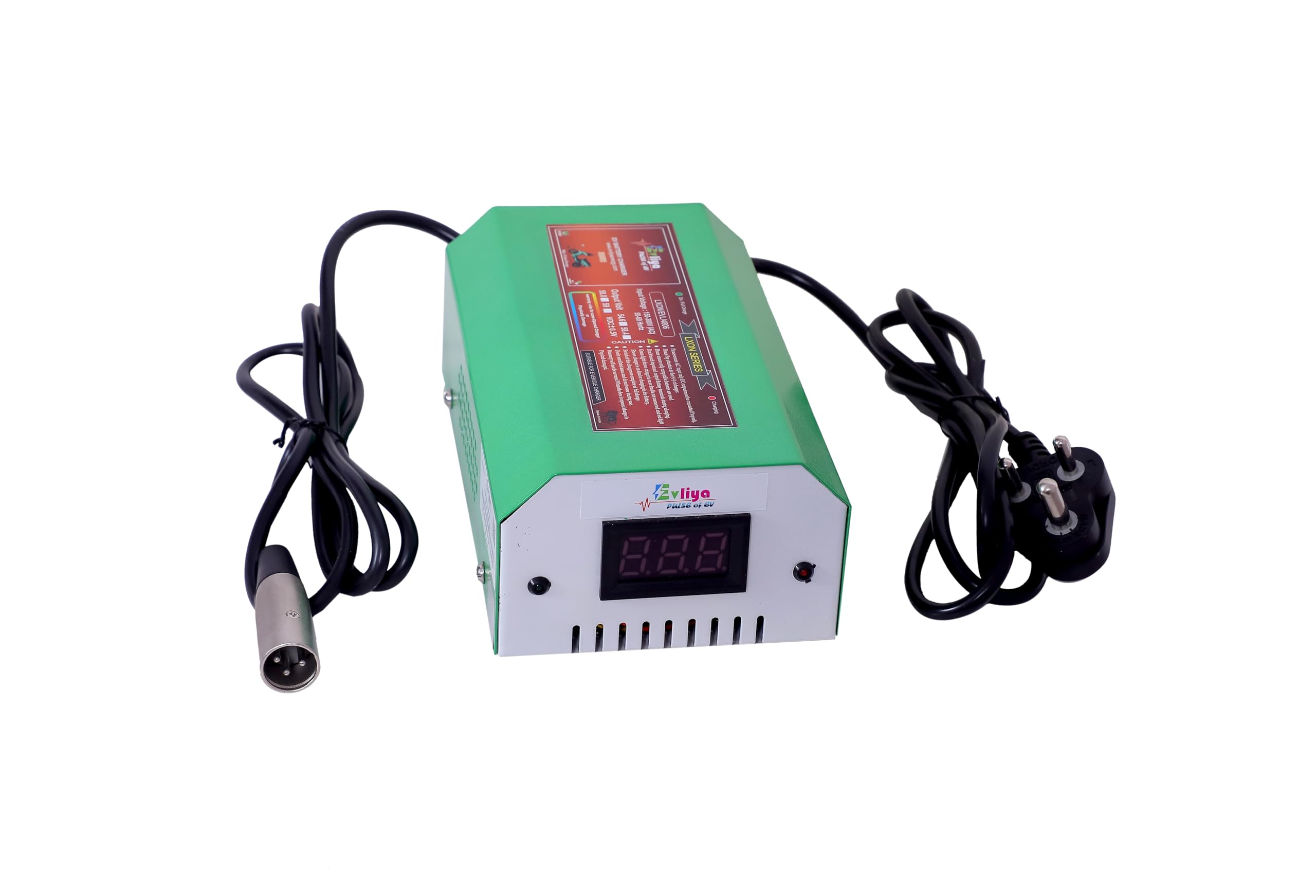 EVLIYA EV SCOOTY & Bike Chargers 48 Volt / 6 Amp / 54.6 Volt Auto Battery Cutt-Off (XLR Round XLR Hero Type Connector) with Digital Display (Lithuim Battery Charger) Suitable for All e-Vehicles-image-32