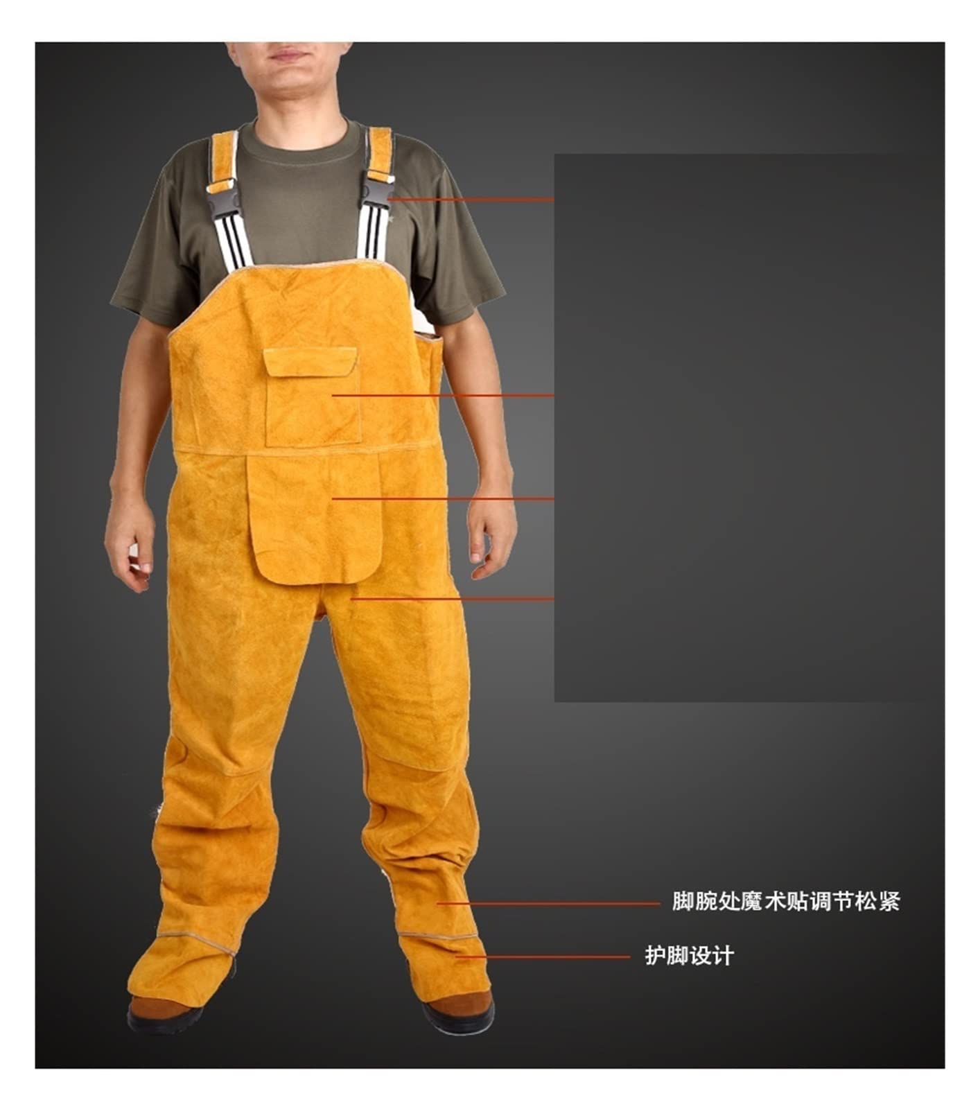 Traje de soldadura de cuero Pantalones de soldador de reparación de cuero de cuero protector de babero unisex, Resistente al calor y retardante de llama(Blauw,XL)
