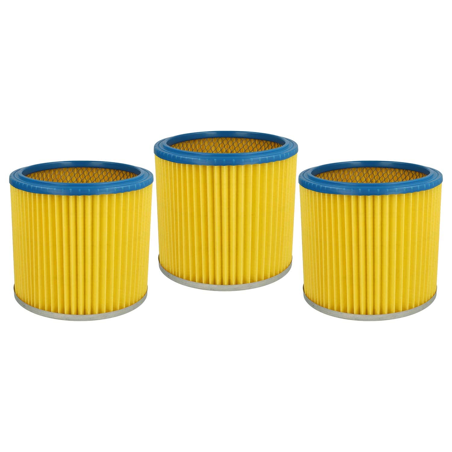vhbw 3x filtro a pieghe piatte compatibile con Lavor/Lavorwash GN 32, GN 22, Ashley 300, Ashley 100, GBX 32, GBX 22 aspirapolvere - blu/giallo
